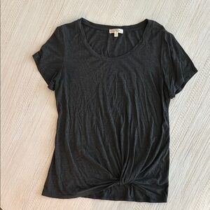 Nine Britton, grey knot front knit top, size small